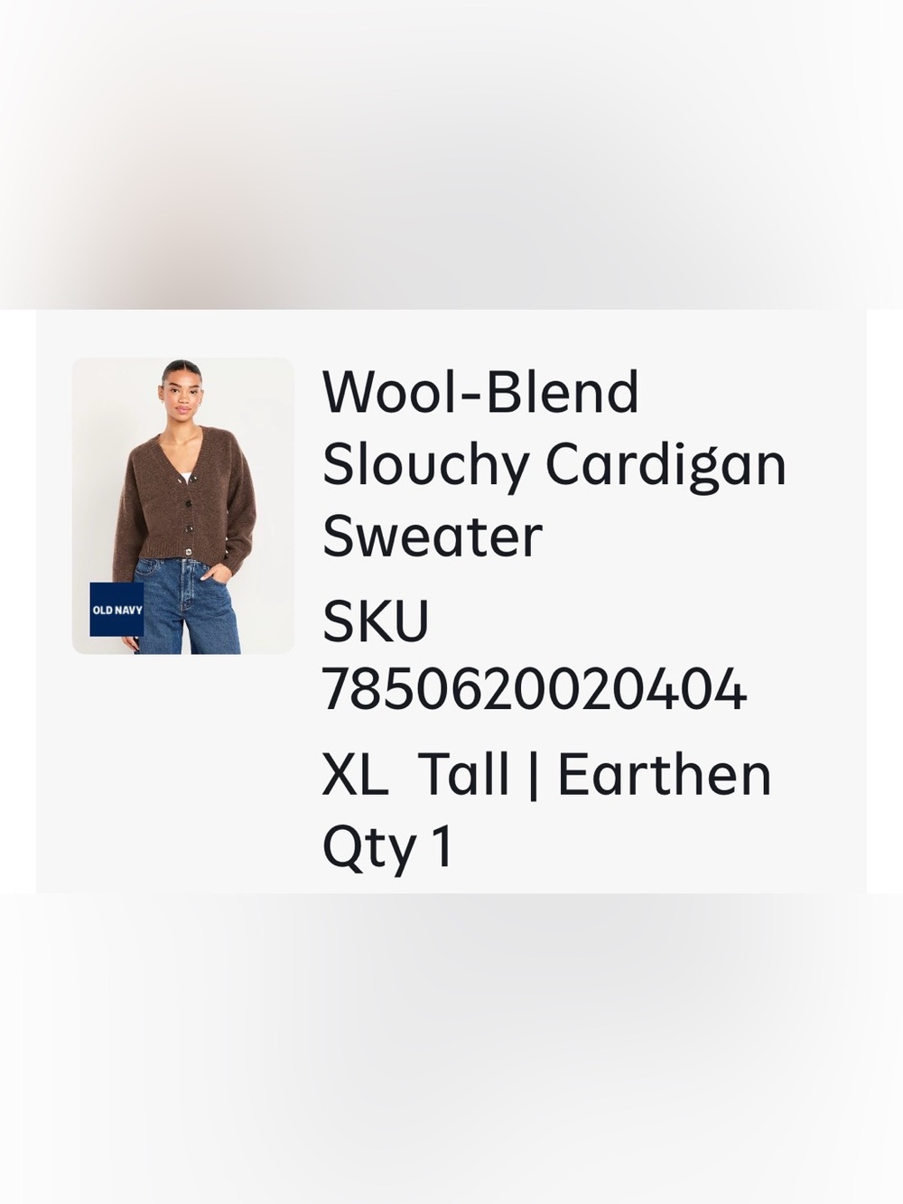 Old Navy Wool-Blend Slouchy Cardigan - Earthen Brown XL TALL